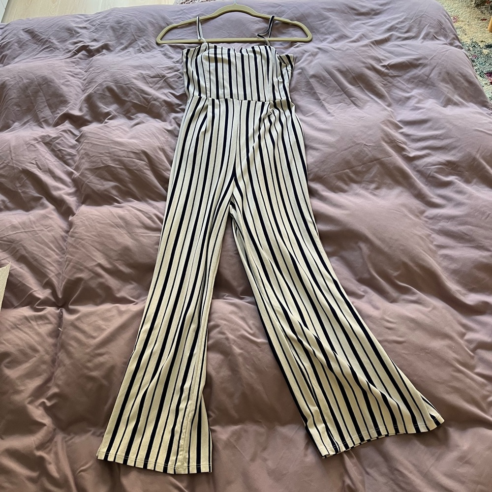 Bershka Monochrome Striped Jumpsuit